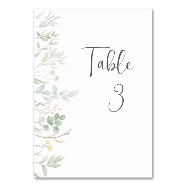 Tarjeta De Mesa Elegante Verde Acuarela  (Anverso)