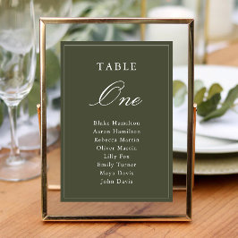 Tarjeta De Mesa Elegante Verde Polvoriento Clásico Bodas Escritura