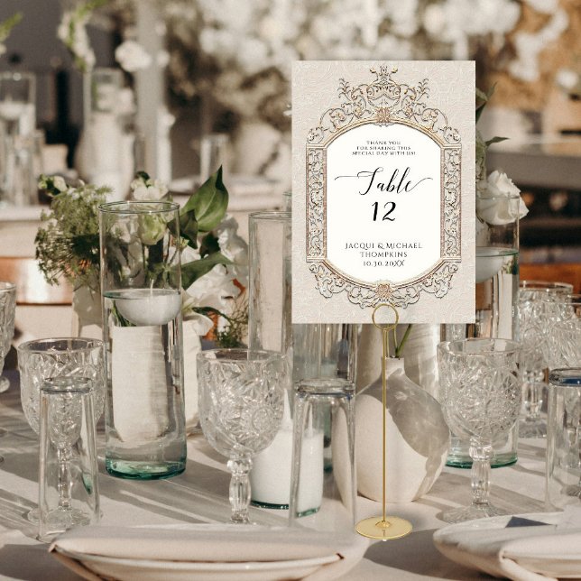 Tarjeta De Mesa Elegante victoriano de estilo formal marfil-crudo  (Subido por el creador)