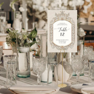 Tarjeta De Mesa Elegante victoriano de estilo formal marfil-crudo 