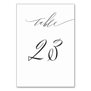 Tarjeta De Mesa Elegante White Black Modern Script 23 Boda