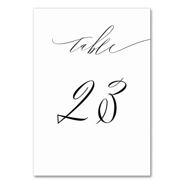 Tarjeta De Mesa Elegante White Black Modern Script 23 Boda (Anverso)