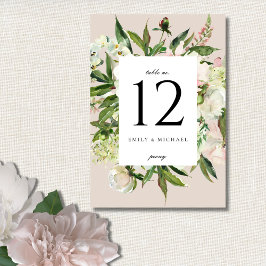 Tarjeta De Mesa Elegante White Rubor Peony Garden Wedding