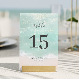 Tarjeta De Mesa Elegante y abstracto matrimonio en la playa del oc