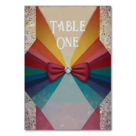 Tarjeta De Mesa Elegante y colorida invitación a la boda arcoiris