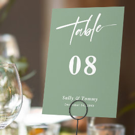 Tarjeta De Mesa Elegante y elegante: Boda moderno verde sabio