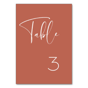 Tarjeta De Mesa Elegante y moderno boda de arcilla roja