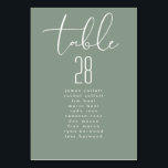 Tarjeta De Mesa Elegante y moderno gráfico de asientos de Boda ver<br><div class="desc">Moderno y elegante Sage Green Neutral Boda Blanco Número de mesa - moderno e impresionante - parte de una colección</div>
