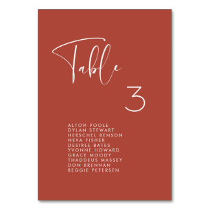 Tarjeta De Mesa Elegante y moderno gráfico de asientos de Terracot
