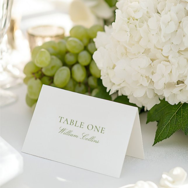 Tarjeta De Mesa Elegante y moderno Sage Green Boda Place Card (Modern Elegant Sage Green Wedding Place Card)