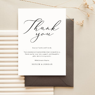 Tarjeta De Mesa Elegante y simple boda gracias