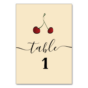 Tarjeta De Mesa Elegante y simple cereza roja