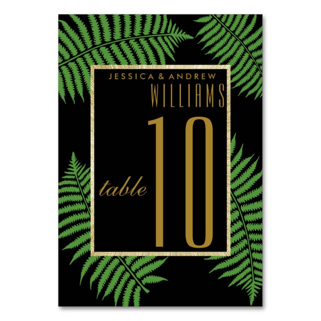 Tarjeta De Mesa Elegante y sofisticada boda de helecho (Anverso)