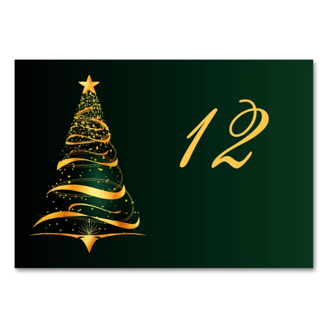 Tarjeta De Mesa Elegante y sofisticado árbol de Navidad de boda do (Anverso)