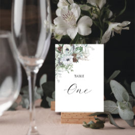 Tarjeta De Mesa Elegantes Anémonas de Invierno en Acuarela Mesa N