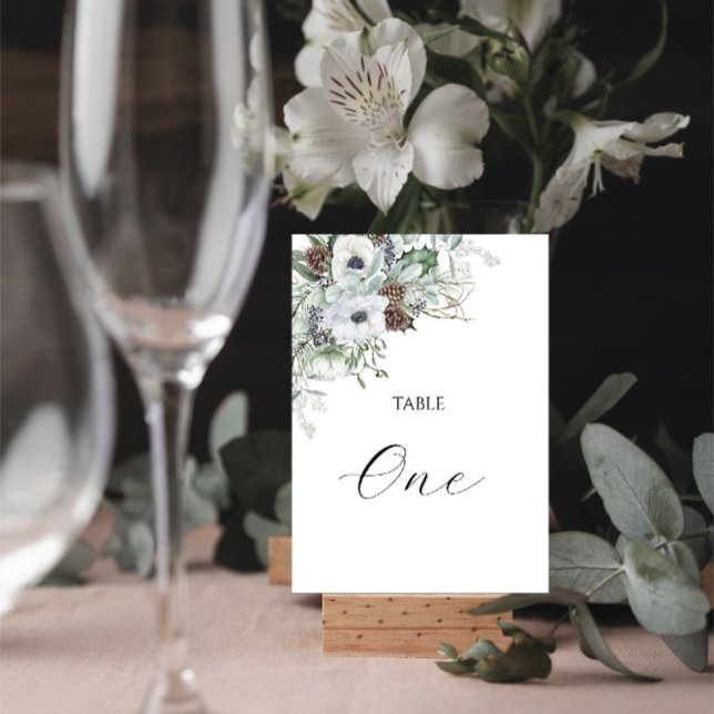 Tarjeta De Mesa Elegantes Anémonas de Invierno en Acuarela Mesa N (Subido por el creador)