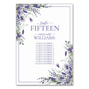 Tarjeta De Mesa Elegantes Bodas de recepción con flores violetas