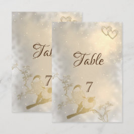 Tarjeta de mesa Elegantes Corazones de Oro, Pájaro