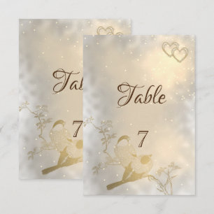 Tarjeta de mesa Elegantes Corazones de Oro, Pájaro