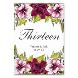 Tarjeta De Mesa Elegantes florales blancos magenta y botánicos ver