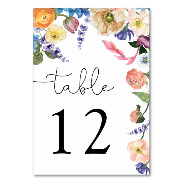 Tarjeta De Mesa Elegantes Flores Moda Boda Número de tabla (Anverso)