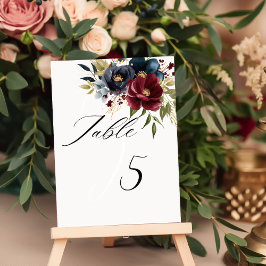 Tarjeta De Mesa Elegantes flores y flores de Borgoña