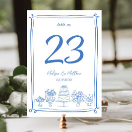 Tarjeta De Mesa Elegantes garabatos dibujados a mano para la fiest