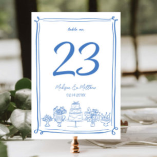 Tarjeta De Mesa Elegantes garabatos dibujados a mano para la fiest