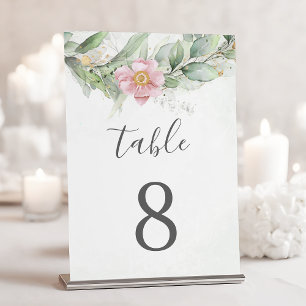 Tarjeta De Mesa Elegantes hojas de eucalipto Verde dorado Boda