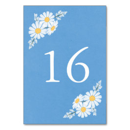 Tarjeta De Mesa Elegantes margaritas blancas florales en Boda azul