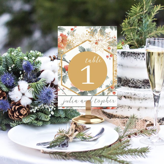 Tarjeta De Mesa Elegantes Navidades Boda Floral Rojo (Subido por el creador)