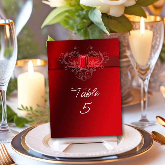 Tarjeta De Mesa Elegantes Navidades del Boda de la cinta roja (Subido por el creador)
