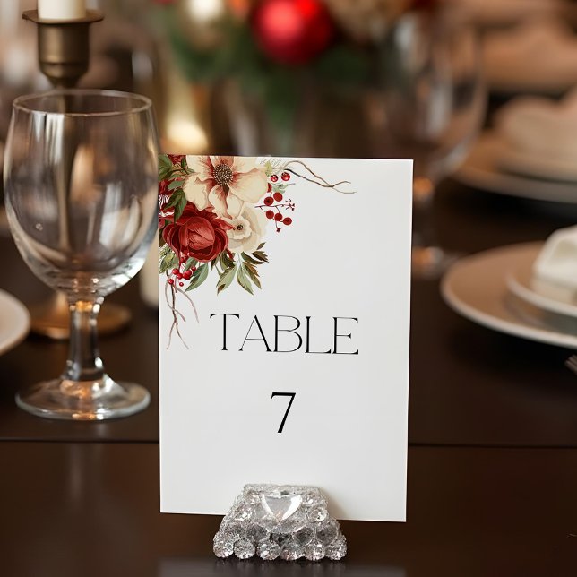Tarjeta De Mesa Elegantes Navidades Floral de Invierno (Subido por el creador)