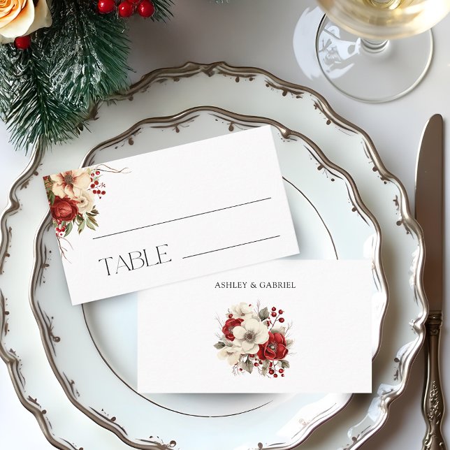 Tarjeta De Mesa Elegantes Navidades Floral de Invierno (Subido por el creador)