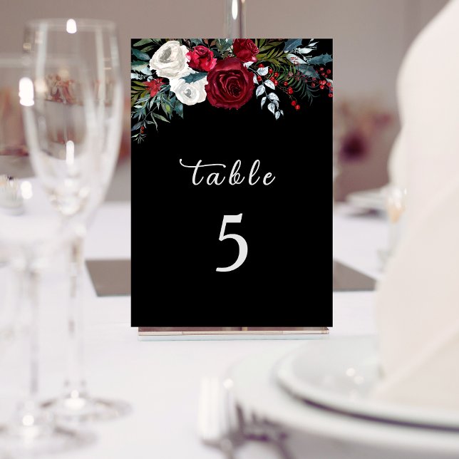 Tarjeta De Mesa Elegantes Navidades Rosa Floral Boda de vacaciones (Subido por el creador)