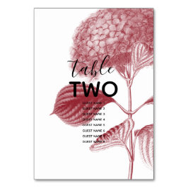 Tarjeta De Mesa Elegantes nombres de invitados de Borgoña Hydrange