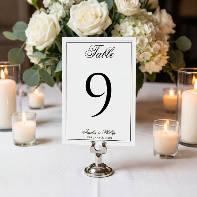 Tarjeta De Mesa Elegantes números de tabla Boda en blanco y negro (Subido por el creador)