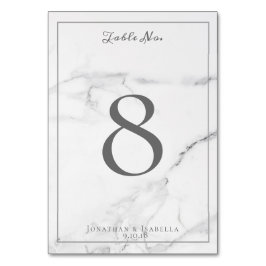 Tarjeta De Mesa Elegantes números de tabla de Boda de mármol y cor