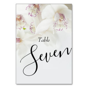 Tarjeta De Mesa Elegantes orquídeas blancas y moradas   BODA