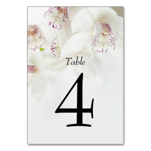 Tarjeta De Mesa Elegantes orquídeas blancas y moradas   BODA