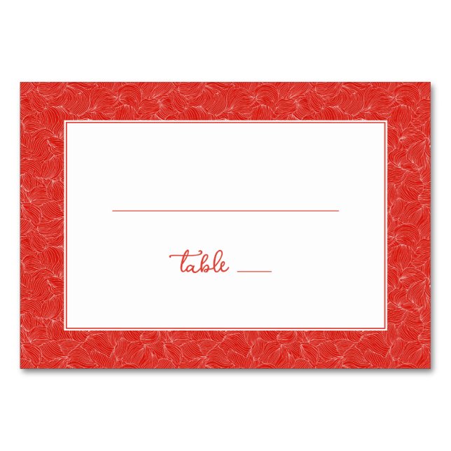 Tarjeta De Mesa Elegantes Remolinos Rojos (Anverso)