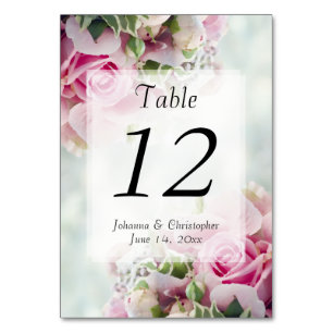 Tarjeta De Mesa Elegantes rosas primaverales sobre Verde azulado B