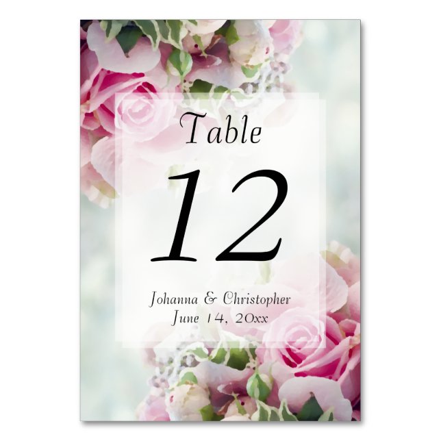 Tarjeta De Mesa Elegantes rosas primaverales sobre Verde azulado B (Anverso)