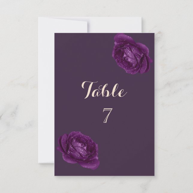 Tarjeta de mesa Elegantes Rosas Purpura Chic (Reverso)