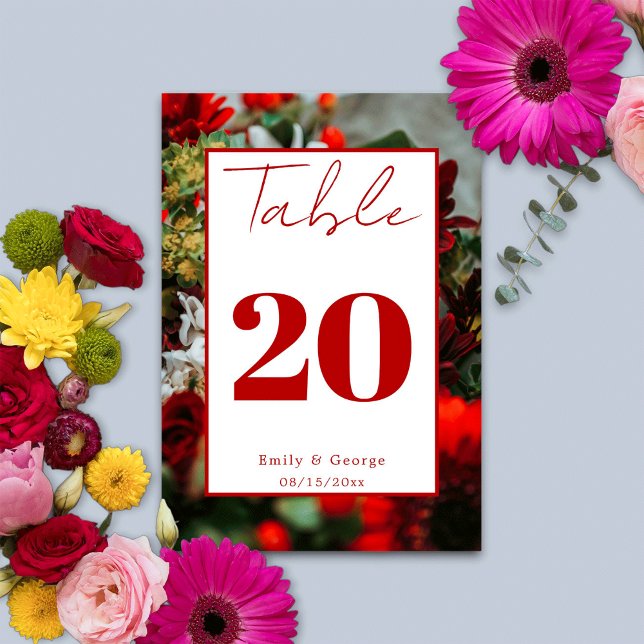 Tarjeta De Mesa Elegantes rosas rojas florecen flores Boda floral (Subido por el creador)