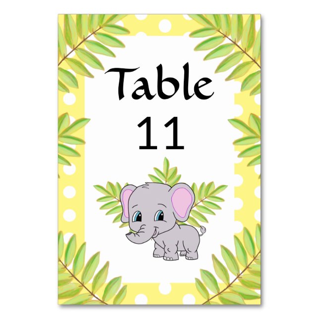 Tarjeta De Mesa Elephant Cute Gender Neutral Theme Baby Shower (Anverso)