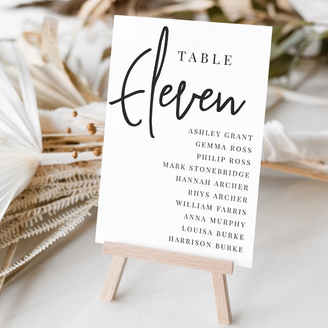 Tarjeta De Mesa ELEVEN DE tabla con guiones manuales + nombres de  (Subido por el creador)