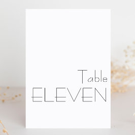 Tarjeta De Mesa ELEVEN de tipografía dramática minimalista en blan