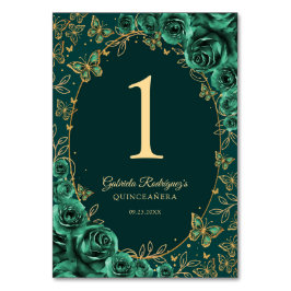 Tarjeta De Mesa Emerald Green Gold Quinceanera