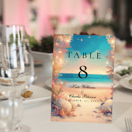 Tarjeta De Mesa En el número de la mesa de playa